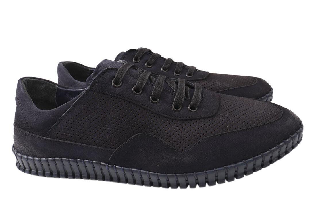 Кеди чоловічі з натуральної шкіри (нубук), на низькому ходу, на шнурівці, колір синій, Altura, 41, фото 1