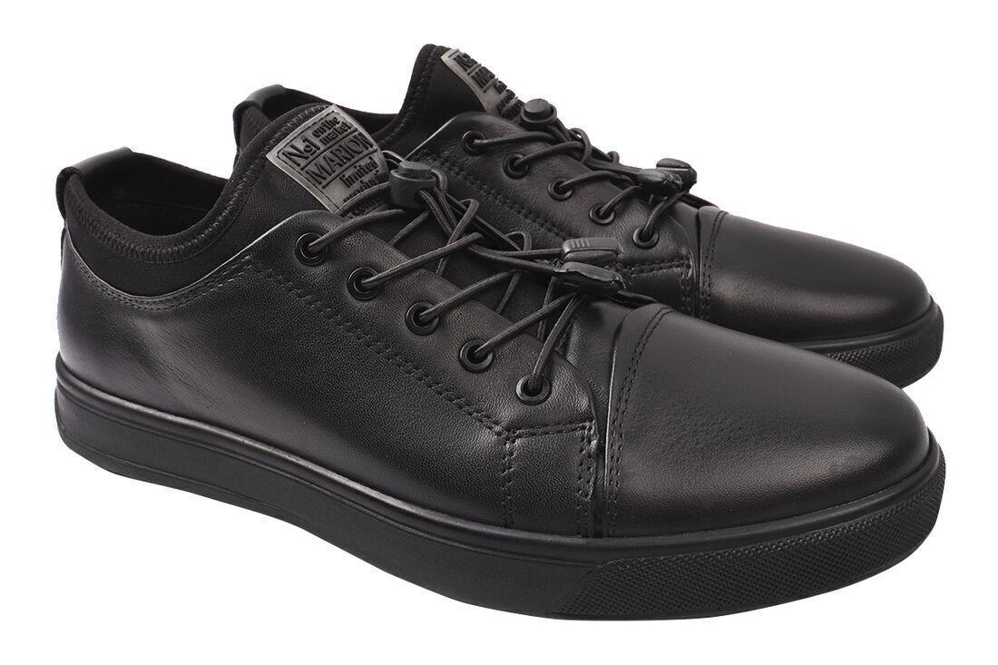 Туфлі комфорт чоловічі з натуральної шкіри, на шнурівці, на платформі, чорні, Marion, 40
