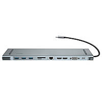USB-хаб Baseus Enjoyment Series Type-C Notebook (PD/HDMI*2/VGA/RJ45/SD/TF/USB*3/Adapter) Dark Gray