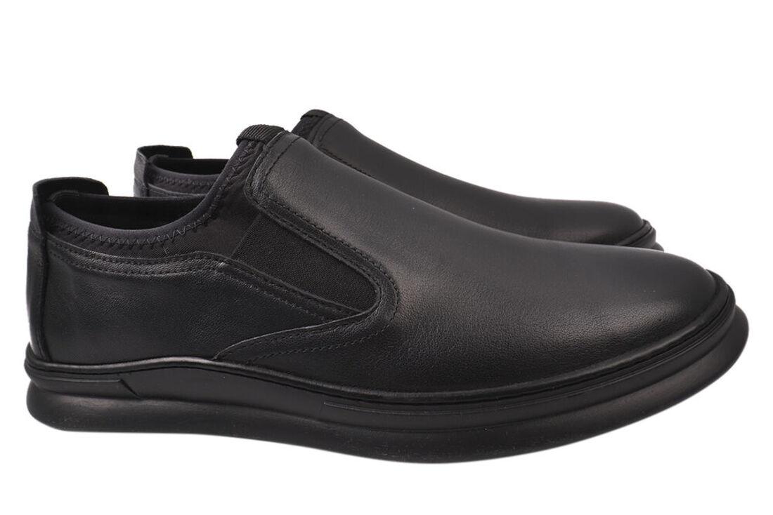 Туфлі чоловічі з натуральної шкіри, на низькому ходу, колір чорний, Україна Rondo, 44