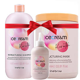 Відновлюючий набір c кератином Inebrya Ice Cream Keratin Restructuring Kit 1000/1000/200 мл.