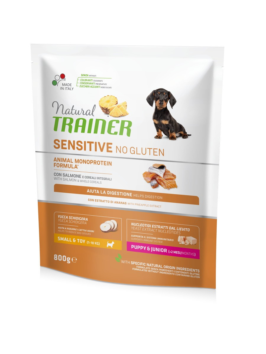 Сухий корм Trainer Natural Dog Sensitive Super Premium Puppy & Junior Mini для цуценят дрібних порід з лососем 0,8 кг