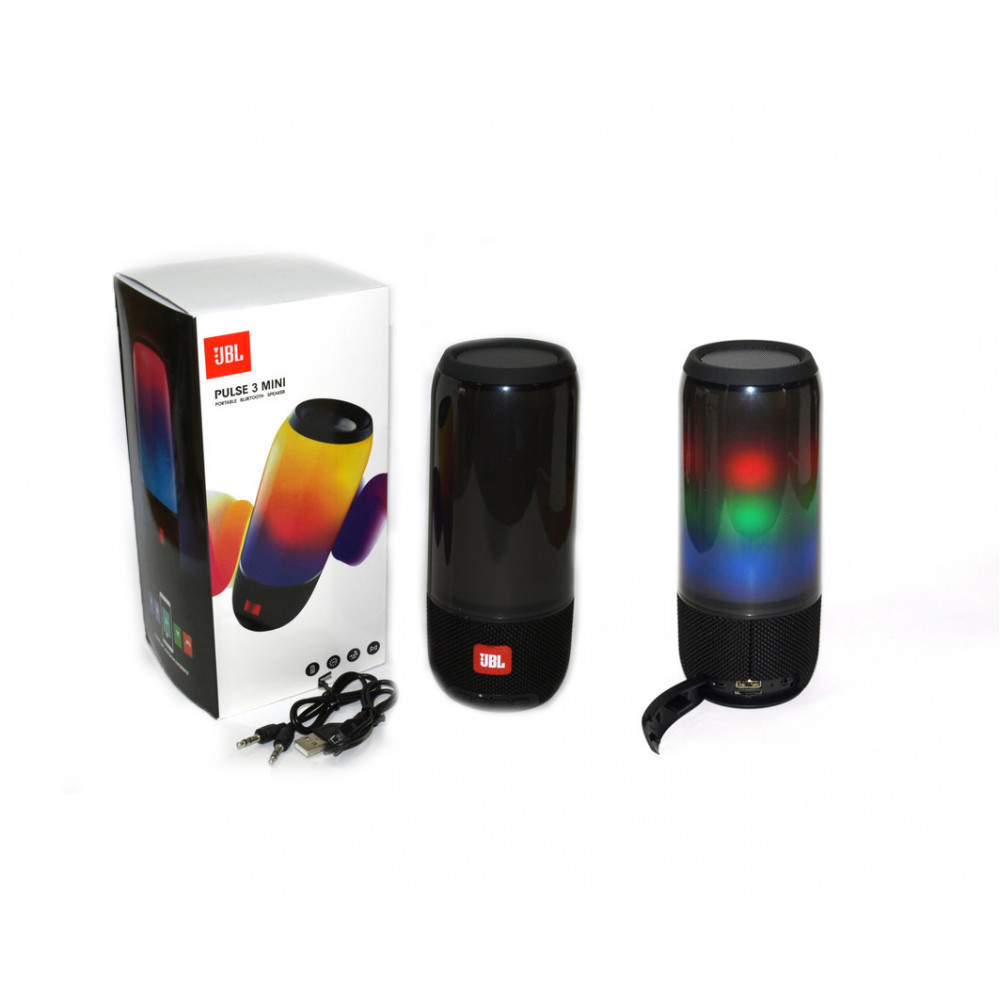 TiG Pulse 3 колонка портативна бездротова, світломузика (Чорна), Блютуз колонка, Колонка для музики