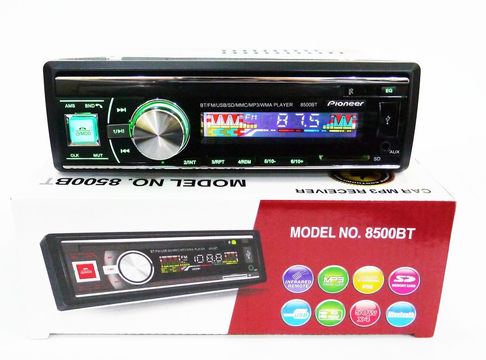 Автомагнітола 1DIN MP3-8500BT RGB/Bluetooth, Автомобільна магнітола, RGB панель + пульт управління