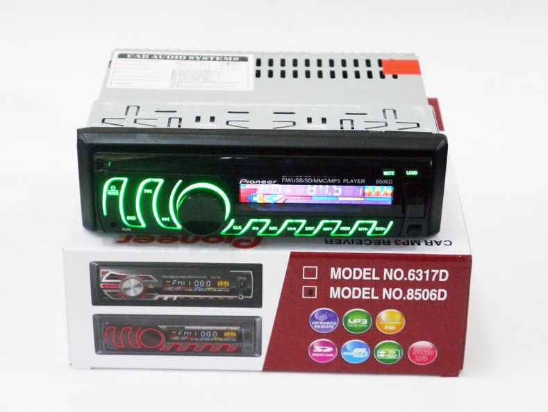 Автомагнітола 1DIN MP3-8506D RGB/Знімна, Автомобільна магнітола, RGB панель + пульт управління, фото 1