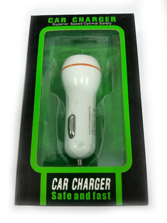 Зарядка автомобільна CAR CHARGER 12V 2 USB кругла біла зі смужкою, фото 1