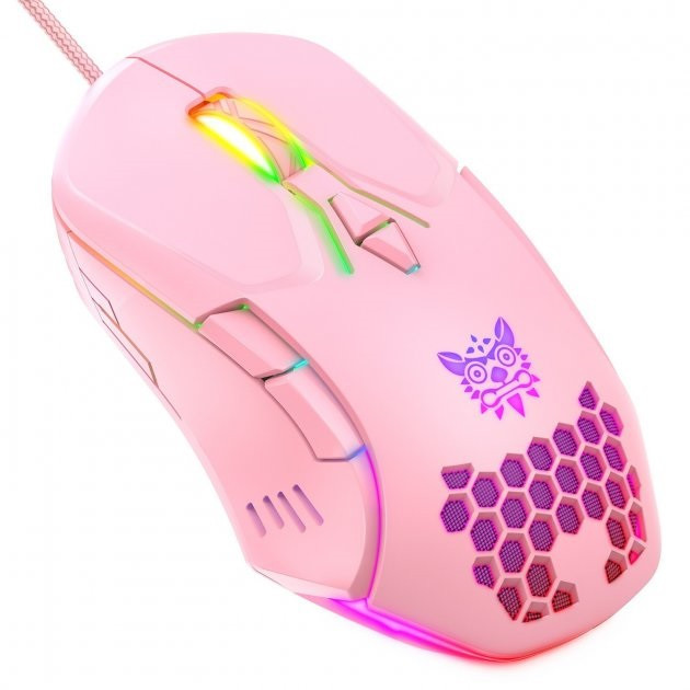 Миша дротова ігрова ONIKUMA Gaming CW902 з підсвічуванням, рожева