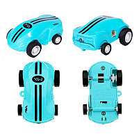 Блакитна міні машинка з лазером у прозорій колбі Rapid Monster, скажена іграшка SUNROZ S168, спінер