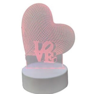 3D світильник серце LOVE, 3д нічник, Настільний світильник-нічник, 3д нічник