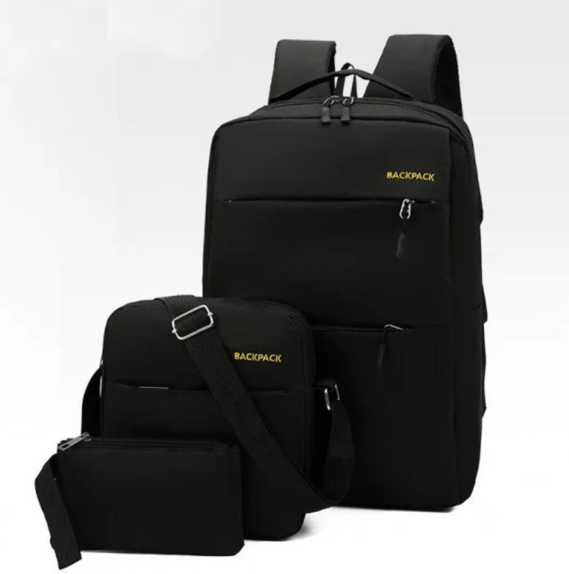 Рюкзак, сумка, клатч 3 в 1 набір, BACKPACK Trend, ЧОРНИЙ, Міський рюкзак, Чоловіча сумка через плече, фото 1