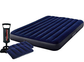 Надувний матрац Classic Downy Airbed Fiber-Tech, 152х203х25см з подушками і насосом 64765