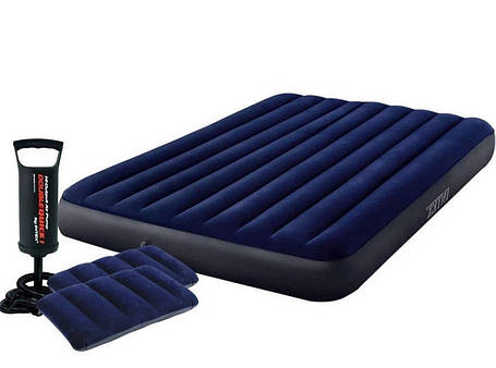 Надувний матрац Classic Downy Airbed Fiber-Tech, 152х203х25см з подушками і насосом 64765, фото 2