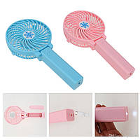 Портативный ручной или настольный мини вентилятор с USB зарядкой Mini Fan розовый
