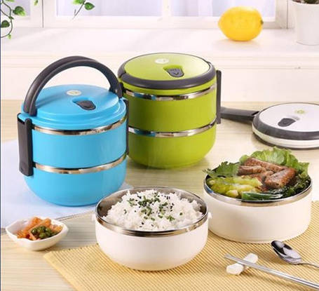 Переносна ємність для зберігання продуктів Lunch Box Two Layers (два контейнера) | Ланчбокс для їжі, фото 2