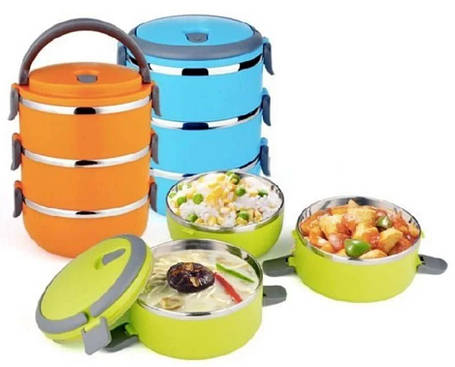 Переносна ємність для зберігання продуктів Lunch Box Three Layers (три контейнера) | Ланчбокс для їжі, фото 2