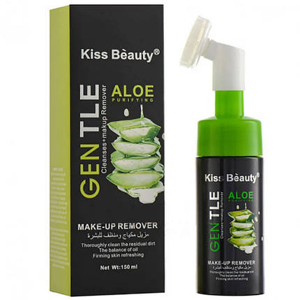 Заспокійливий та очищувальний засіб для вмивання GENTLE Kiss Beauty ALOE зі щіточкою, Пінка для вмивання, фото 1