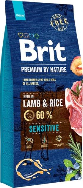 Сухий корм для собак із чутливим травленням з ягням Brit Premium Sensitive Lamb & Rice 15 кг, фото 1