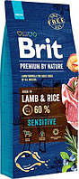 Сухой корм для собак с чувствительным пищеварением с ягненком Brit Premium Sensitive Lamb & Rice 15 кг