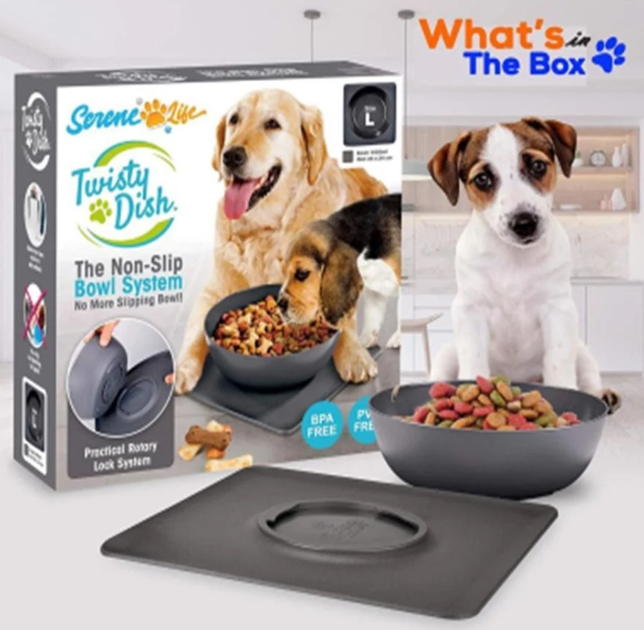 Twisty Dish нековзна миска для домашніх тварин з килимком | Посуд для собак і кішок