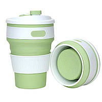 Складаний силіконовий стакан Collapsible Coffe Cup 350 ml (R 30043) Фісташковий