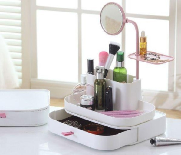 Косметик бокс Cosmetic rack with mirror White, Органайзер для косметики