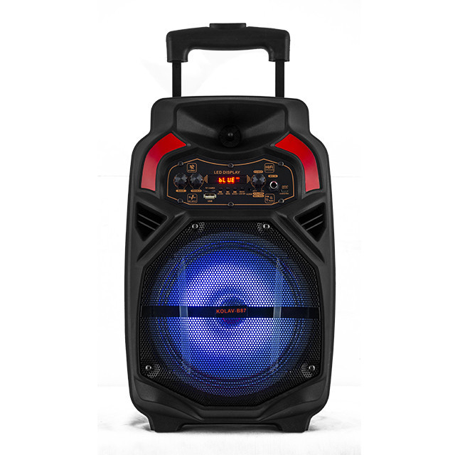 Переносна акумуляторна колонка з мікрофоном KOLAV-B87 8"/USB/TF/FM/Bluetooth, Колонка-валіза
