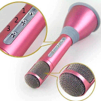 Беспроводной микрофон К-068 bluetooth для караоке / Tuxun k068 с динамиком (Розовый)