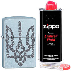 Запальничка Zippo "Ukraine!" 205 у наборі кремній і бензин зипо