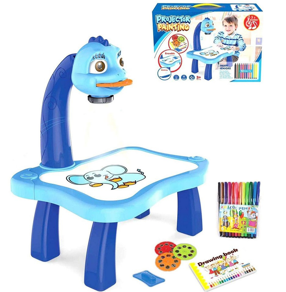 Стіл для малювання дітей ГОЛУБИЙ зі світлодіодним підсвічуванням, Комплект для малювання, фото 1