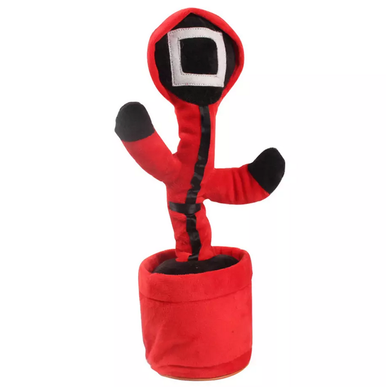 Танцюючий кактус "Гра в кальмара" охоронець квадрат, Іграшка кактус-повторюшка, Інтерактивна м'яка іграшка, фото 1