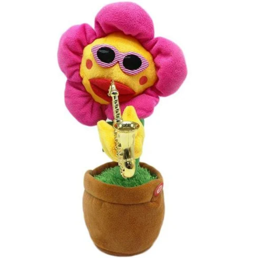 Електрична танцююча співоча квітка-саксофоніст Рожевий, Музична дитяча іграшка, що танцює, фото 1