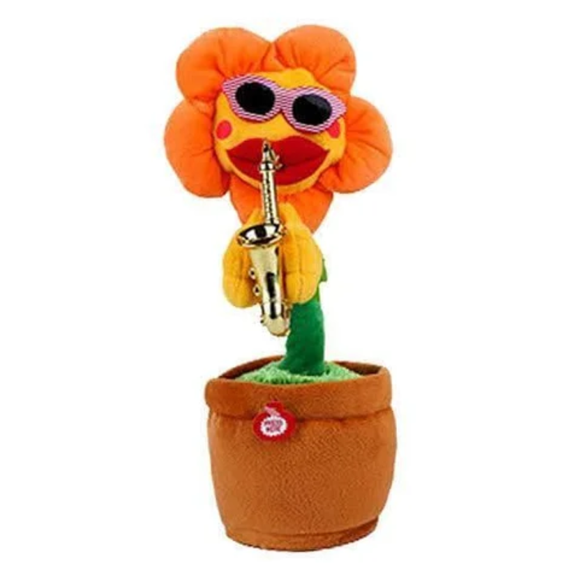 Електрична танцююча співоча квітка-саксофоніст Помаранчевий, Музична дитяча іграшка, фото 1