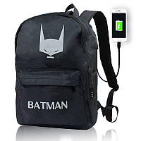 Рюкзак светящийся в темноте | Люминесцентный эффект Бэтмен Senkey Style | Рюкзак Бэтмен USB + замок