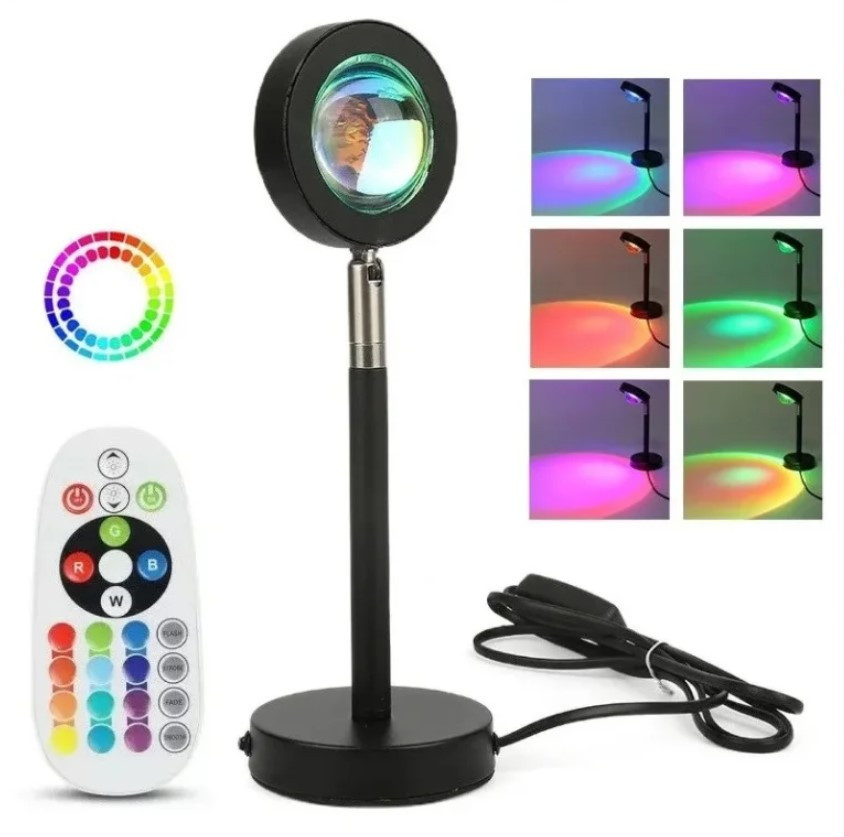 Лампа LED для селфі ефект сонця RGB + пульт, Кругла світлодіодна лампа для фото Sunset Lamp