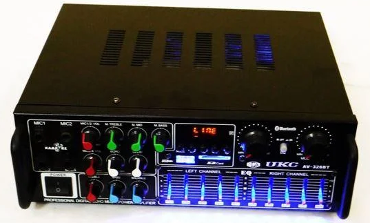 Підсилювач звуку AV-326 BT, Підсилювач потужності звуку UKC, Двоканальний підсилювач, фото 1