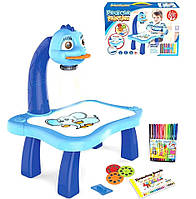 Стол для рисования детей ГОЛУБОЙ со светодиодной подсветкой | Комплект для рисования