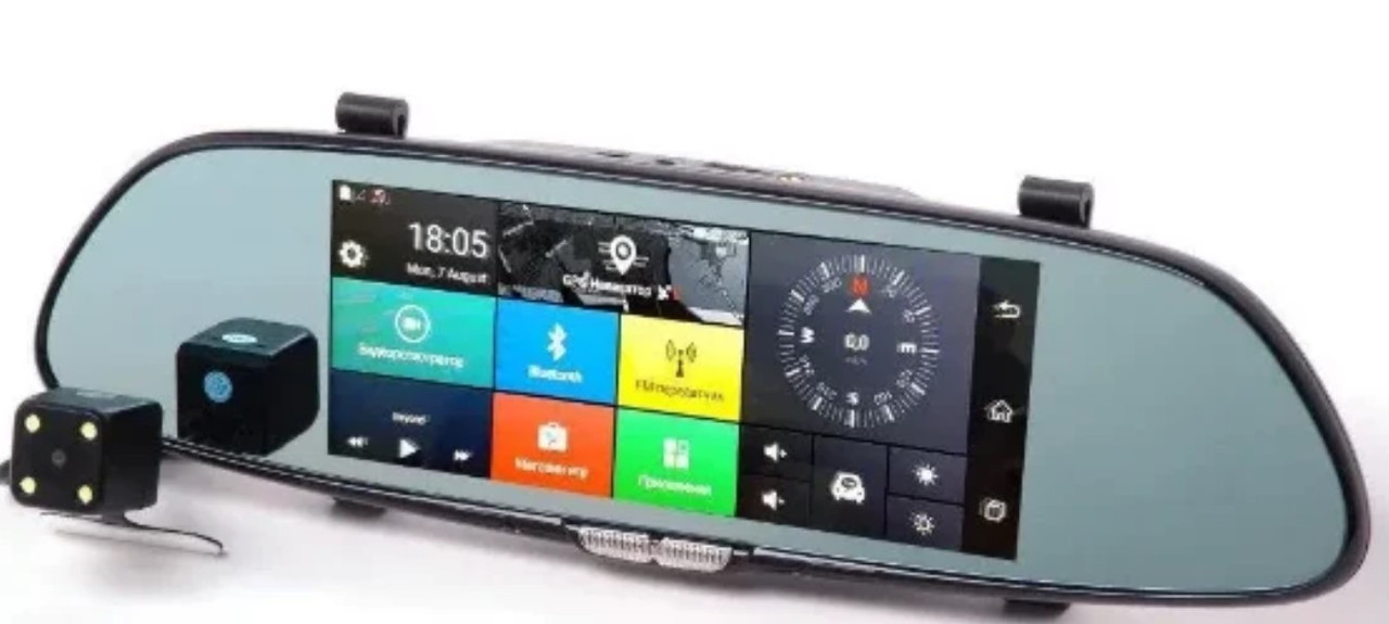 Дзеркало-реєстратор з двома камерами DVR 7in1 Android, Автореєстратор, фото 1