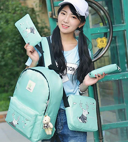 Рюкзак, сумка, косметичка і пенал 4 в 1 з оленем, Рюкзак для підлітків, Сумка через плече, Пенал