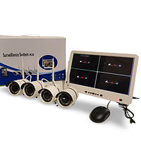 Регистратор + камеры DVR KIT LCD 13'' 1304 WiFi 4ch, Комплект видеонаблюдения на 4 камеры
