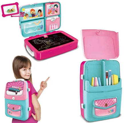 Навчальний набір для малювання РОЖЕВИЙ backpack packing 3in1, Набір художника дитячий, фото 1