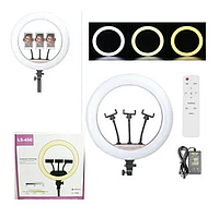 Кольцевая светодиодная LED лампа LS-450 45 см 3 крепления + пульт | Лампа-кольцо для фото