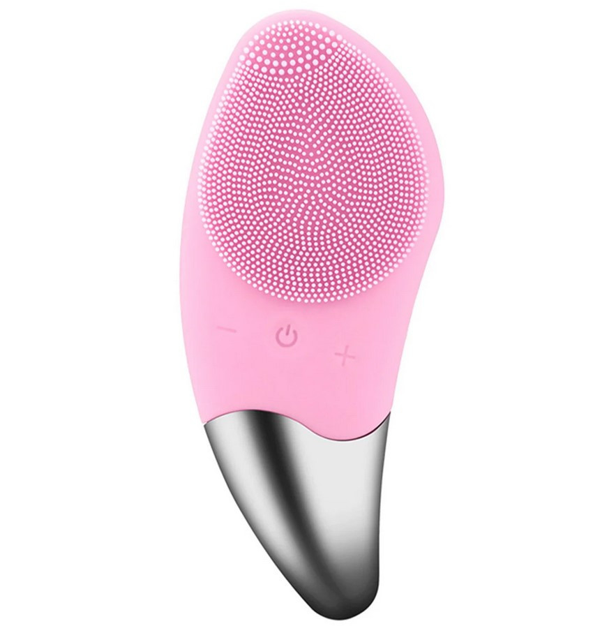 Щітка-масажер Sonic Facial Brush BR-020 Pink, Електрична силіконова щітка для чищення обличчя