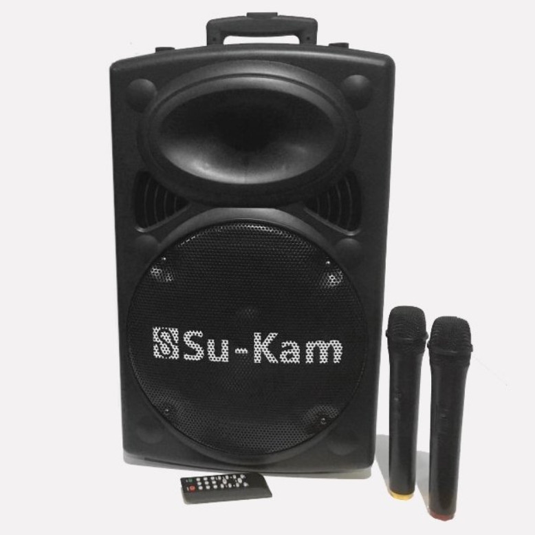 Активна акустична колонка Su-Kam BT120D/212D + 2 бездротових мікрофони, Колонка-валіза