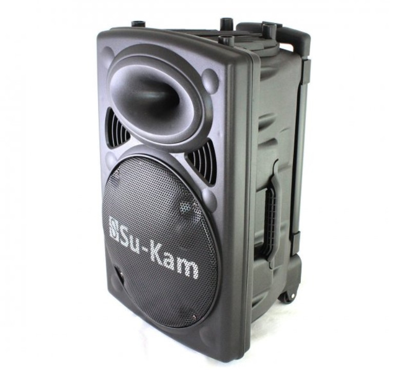 Активна акустична колонка Su-Kam BT150D + 2 бездротових мікрофони, Колонка-чемодан