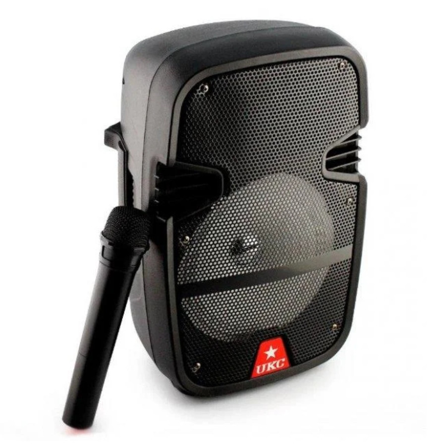 Активна акустична колонка UKC 8 / HS-008BT + 1 мікрофон USB/AUX/TF/FM, Бездротова колонка