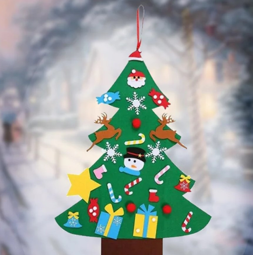 Дитяча ялинка з іграшками з фетру Christmas Tree, Фетрова ялинка для дітей