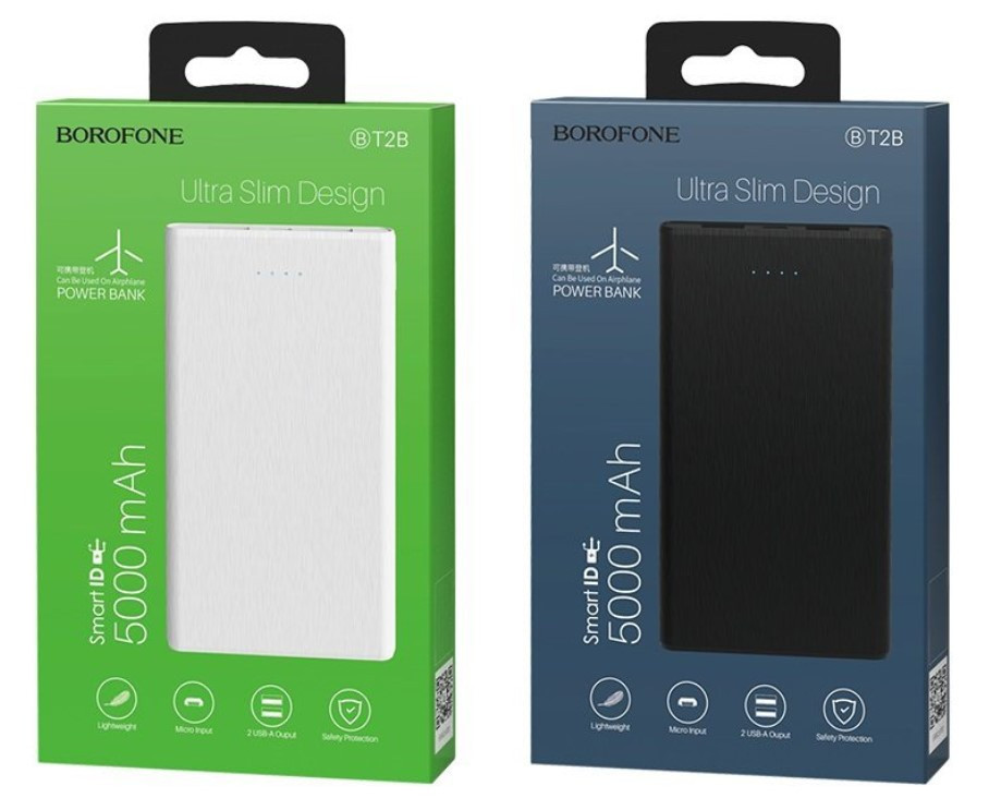 Power bank 5000 mAh BOROFONE BT2B, Повербанк, Зовнішній акумулятор, Портативна зарядка, Power bank 5000 mAh
