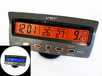Часы автомобильные VST 7045 | Часы с термометром в авто