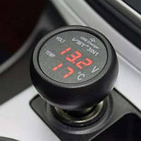 Часы автомобильные в прикуриватель VST 706-1 (красный) | термометр-вольтметр | Часы в авто