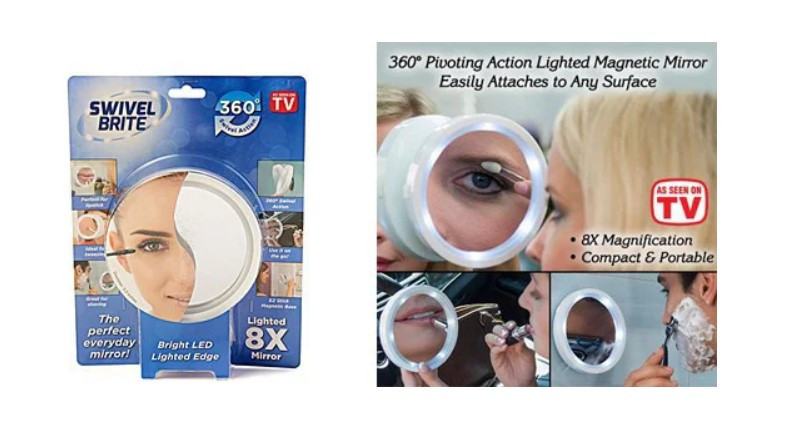 SWIVEL BRITE дзеркало з підсвічуванням для макіяжу, Косметичне дзеркало з LED підсвічуванням